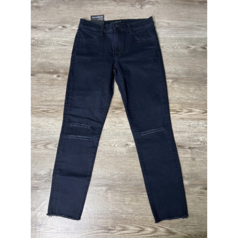 NWT J Brand Photo Ready Mid Rise Crop Skinny Women 27 Blue Mercy Wash Raw Hem